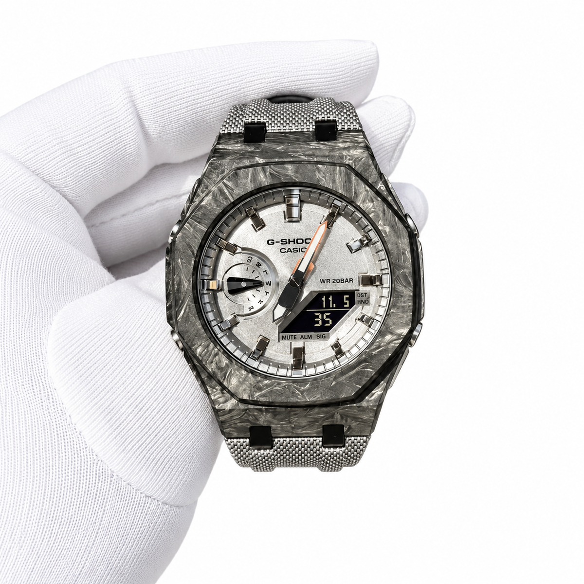 Custom Watch – Full Silver Carbon Fiber