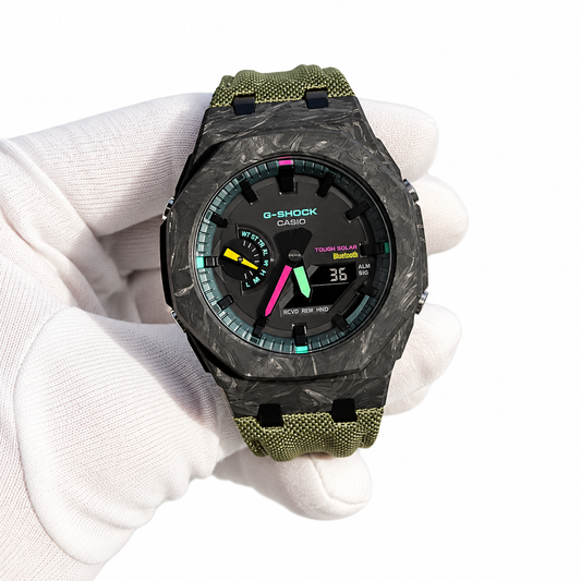 Custom Watch – Full Green Bluetooth Carbon Fiber