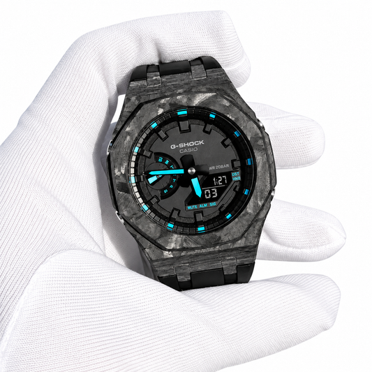 Custom Watch – Black Carbon Fiber Luminous Full Blue