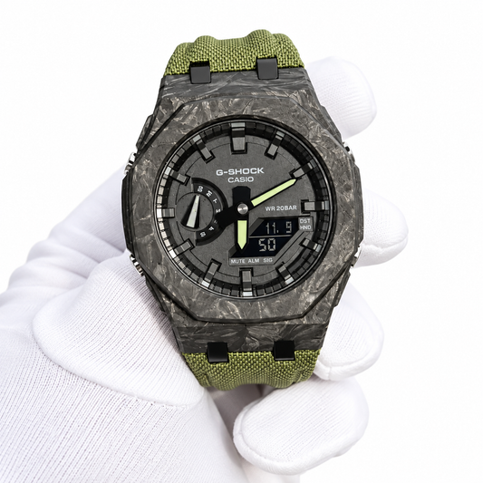 Custom Watch – Black Green Carbon Fiber