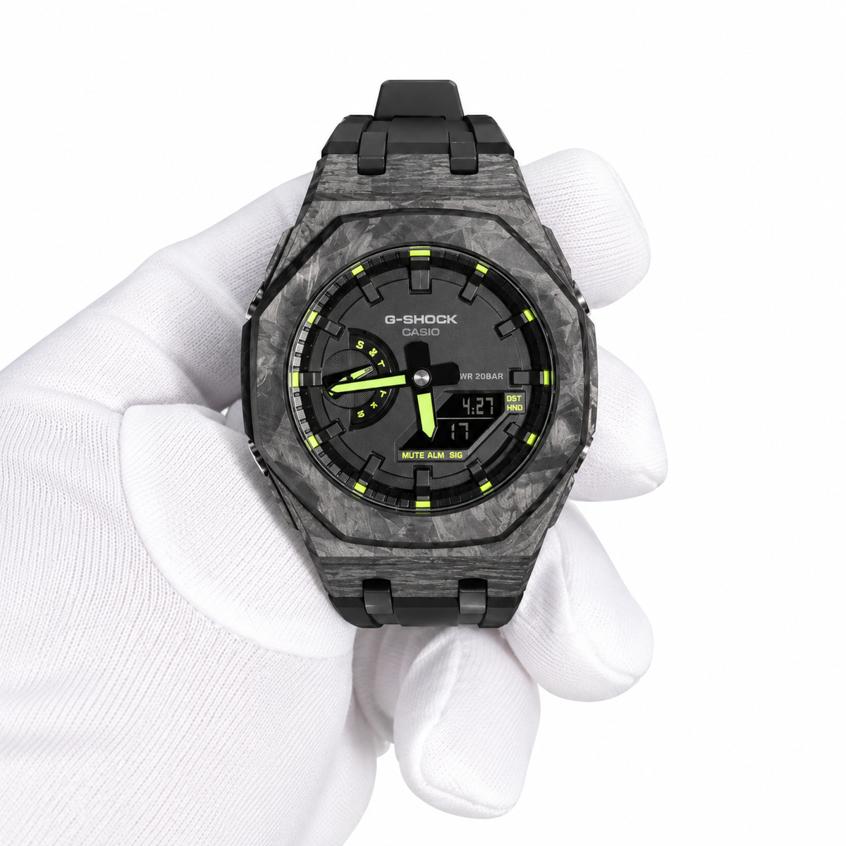 Custom Watch – Black Carbon Fiber Luminous Full Green