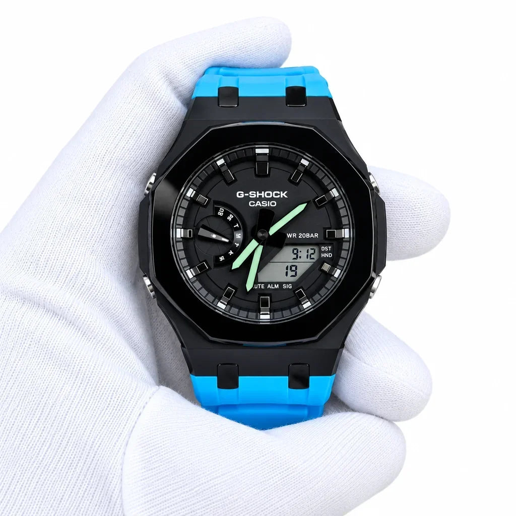 Custom Watch – Black Blue Mirror Polish