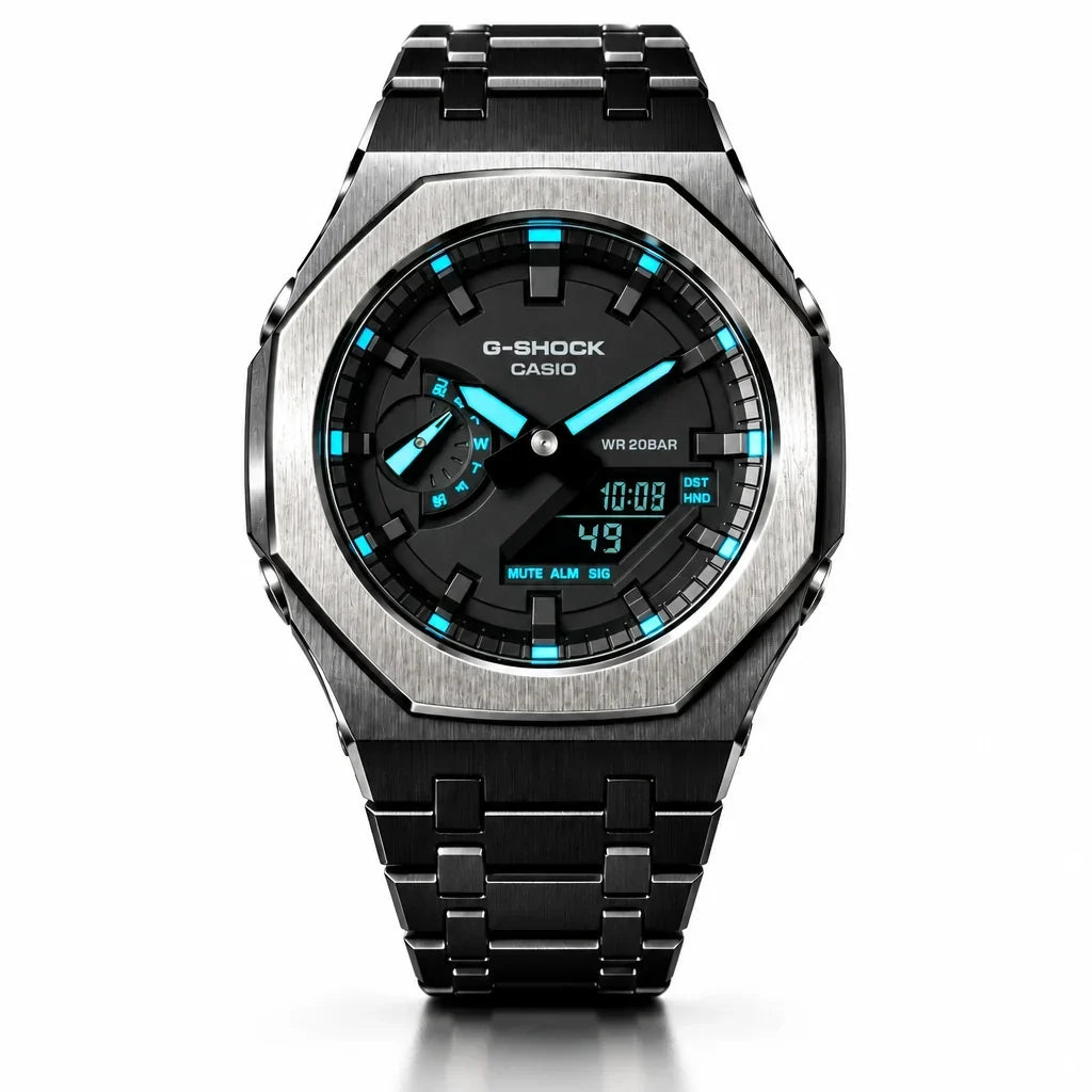 Custom Watch – Black Blue Steel – Mod G-Shock GA2100