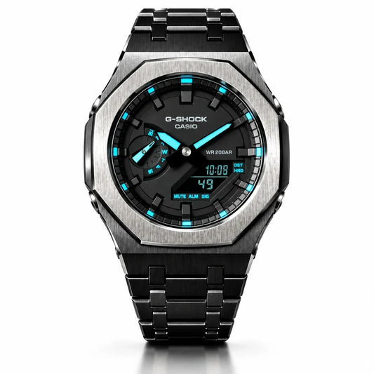 Custom Watch – Black Blue Steel – Mod G-Shock GA2100