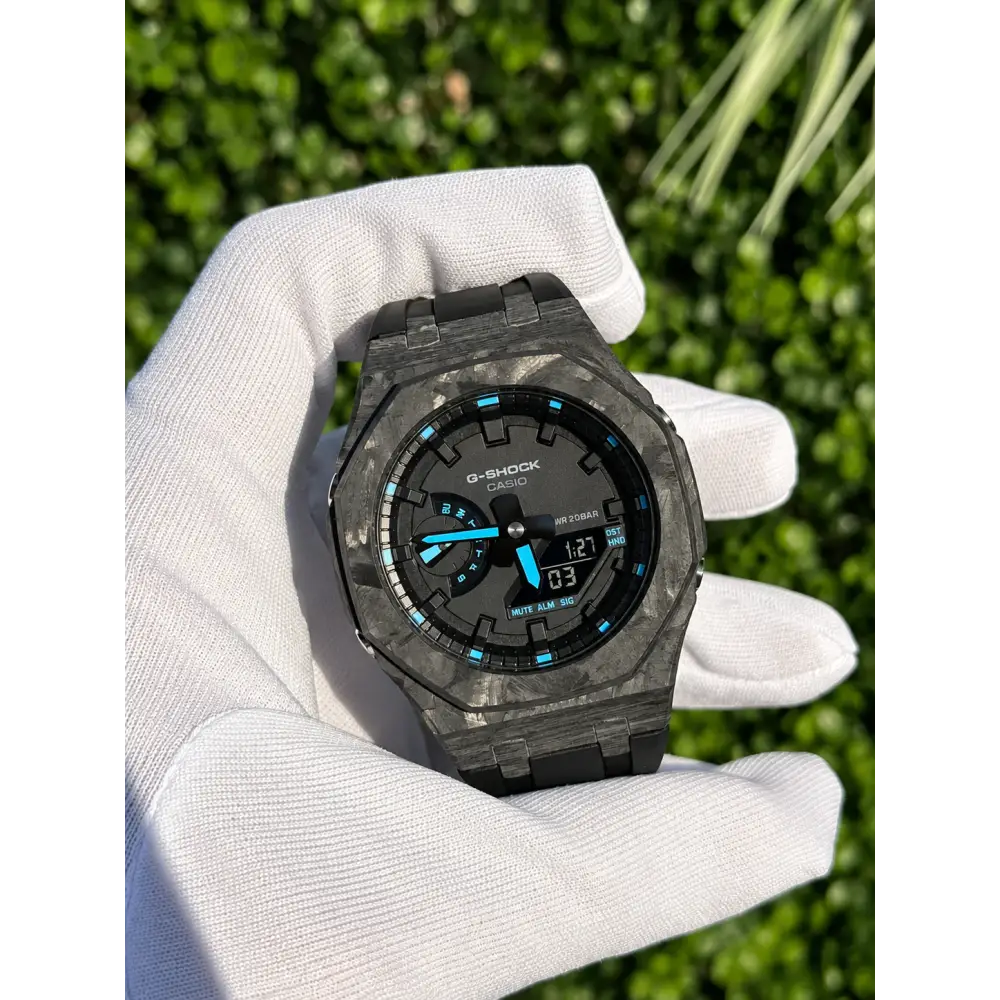 Custom Watch – Black Carbon Fiber Luminous Full Blue
