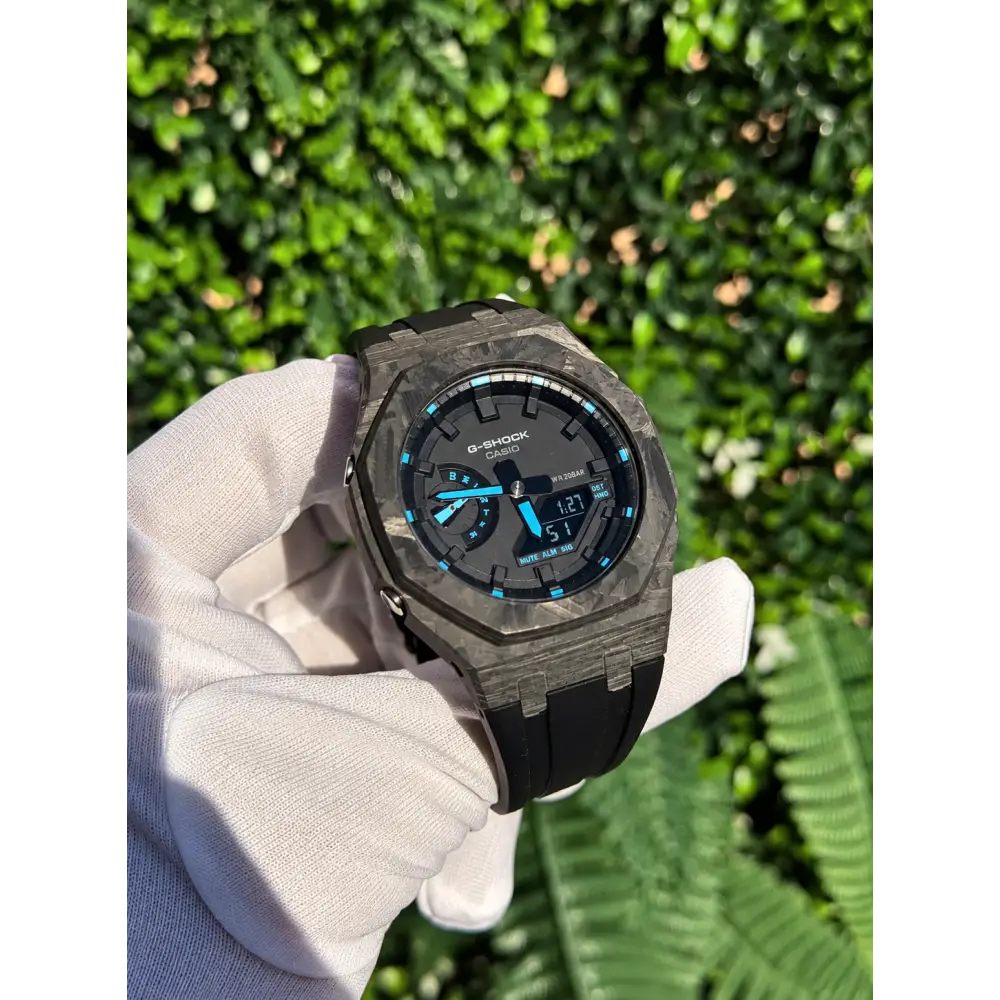 Custom Watch – Black Carbon Fiber Luminous Full Blue