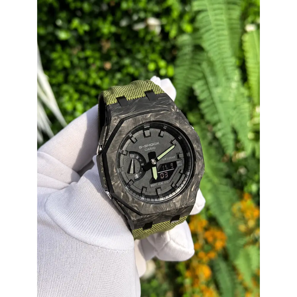 Custom Watch – Black Green Carbon Fiber