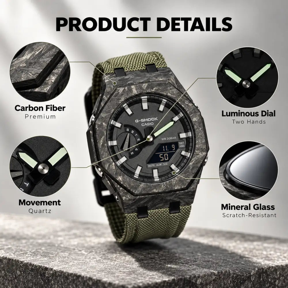 Custom Watch – Black Green Carbon Fiber