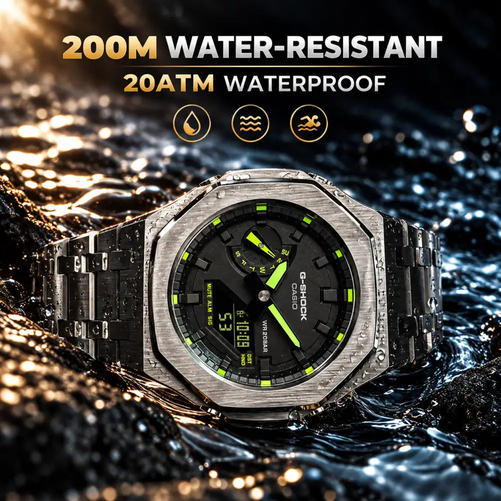 Custom Watch – Black Green Steel – Mod G-Shock GA2100