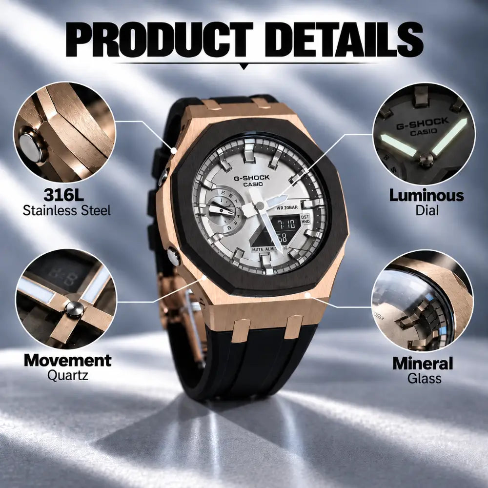 Custom Watch – Black Grey Rose Gold