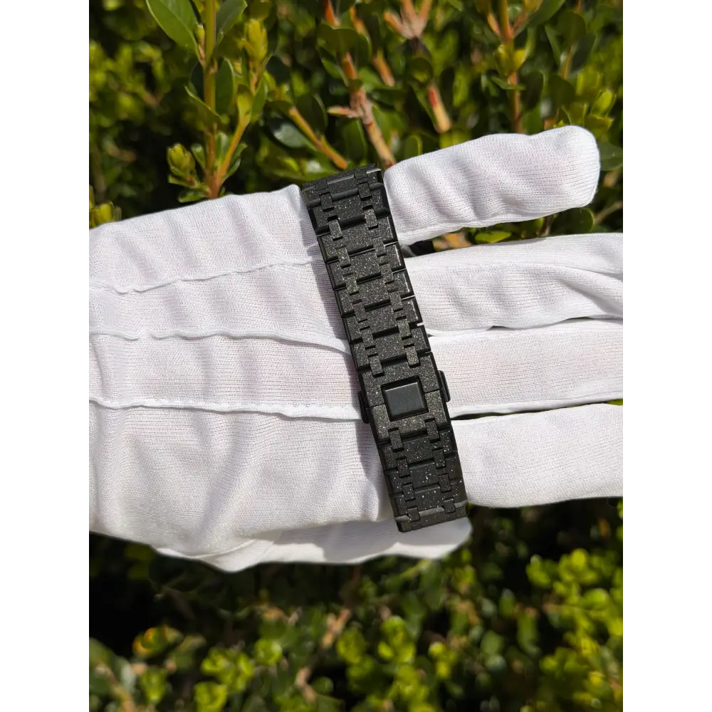 Custom Watch – Black Silver Frosted Diamond