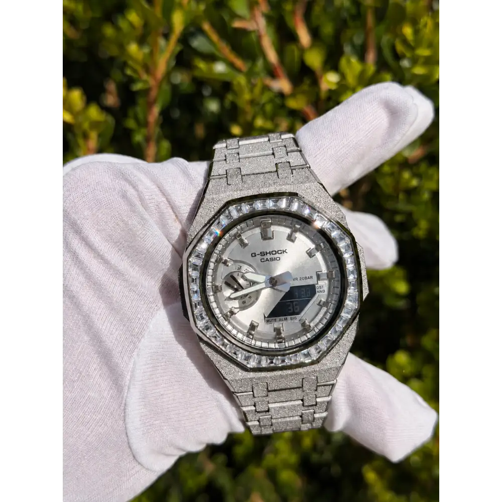 Custom Watch – Black Silver Frosted Diamond