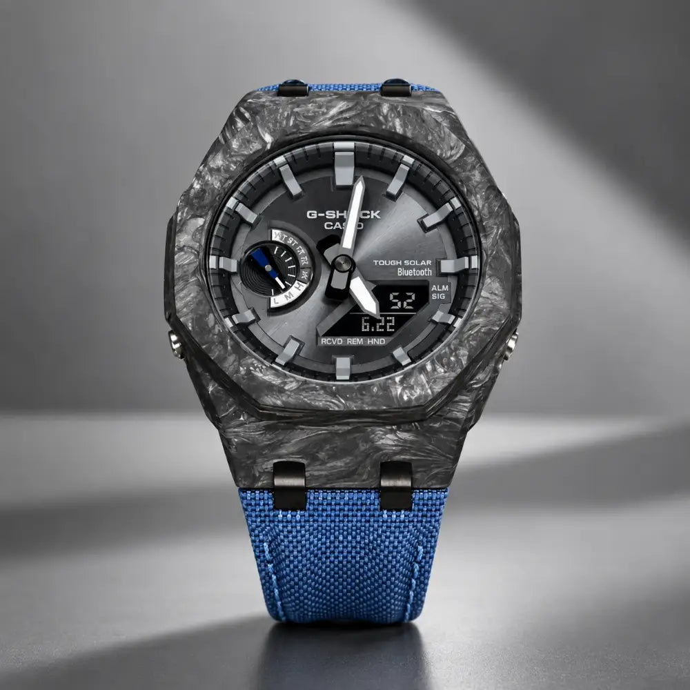 Custom Watch – Blue Bluetooth Carbon Fiber