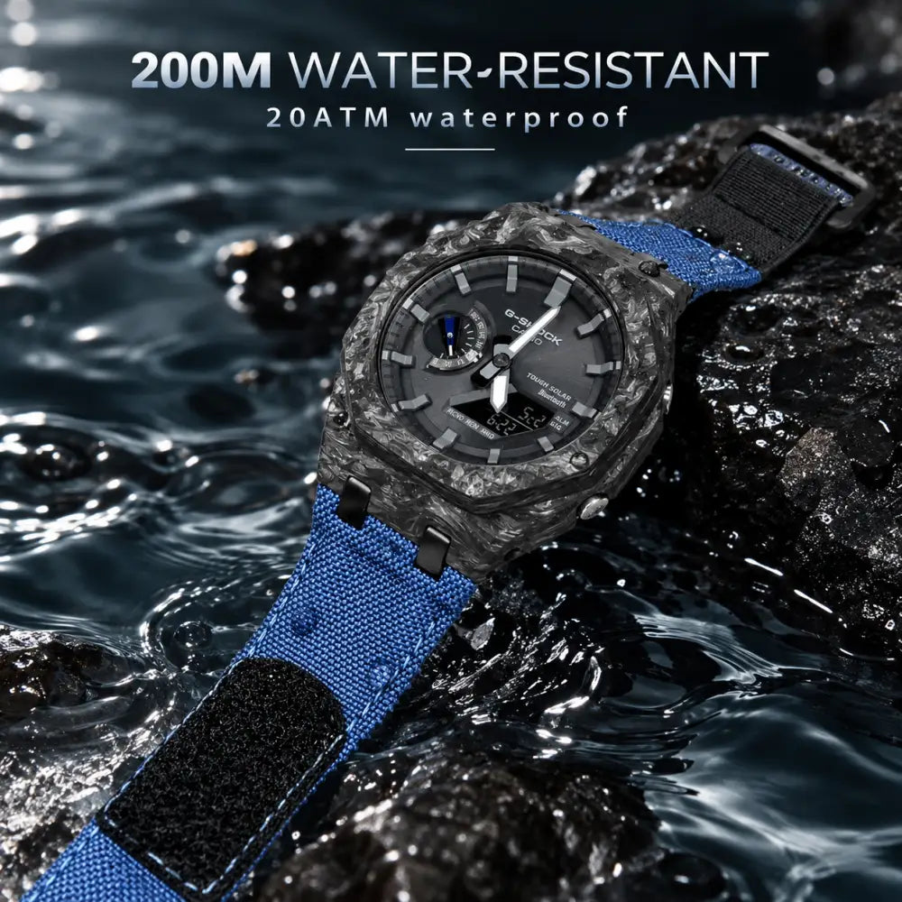 Custom Watch – Blue Bluetooth Carbon Fiber