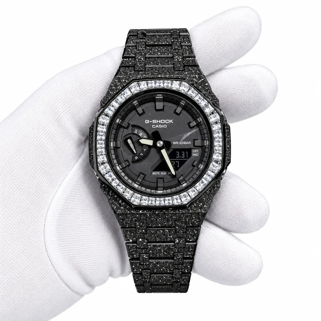 Custom Watch – Full Black Frosted Diamond