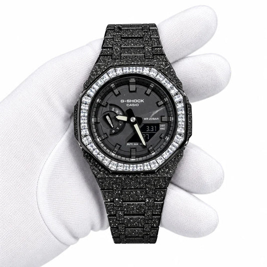 Custom Watch – Full Black Frosted Diamond