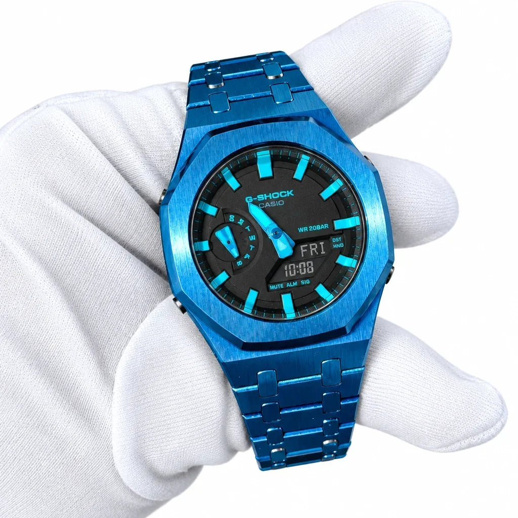 Custom Watch – Full Blue Mirror Rainbow Dial