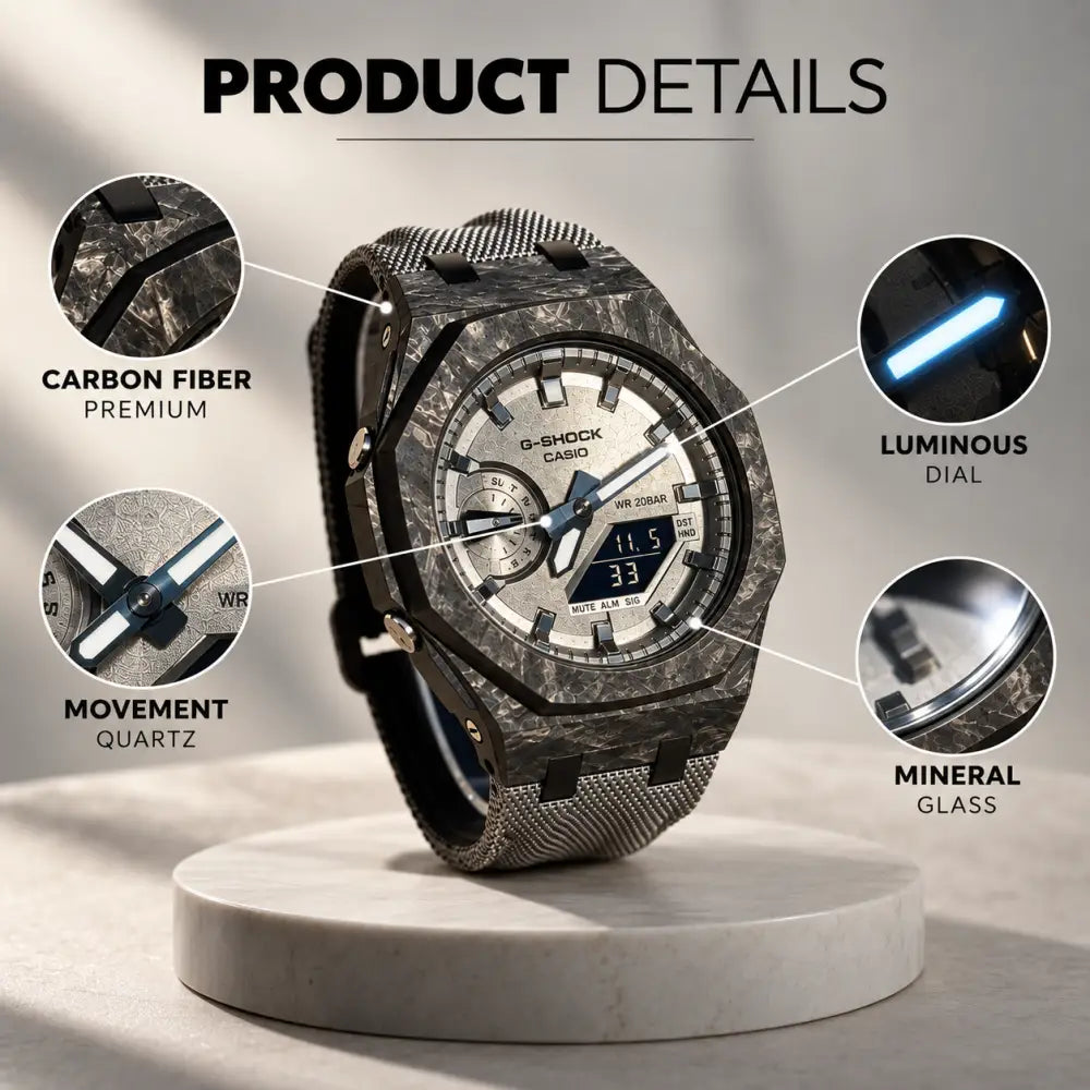 Custom Watch – Full Silver Carbon Fiber