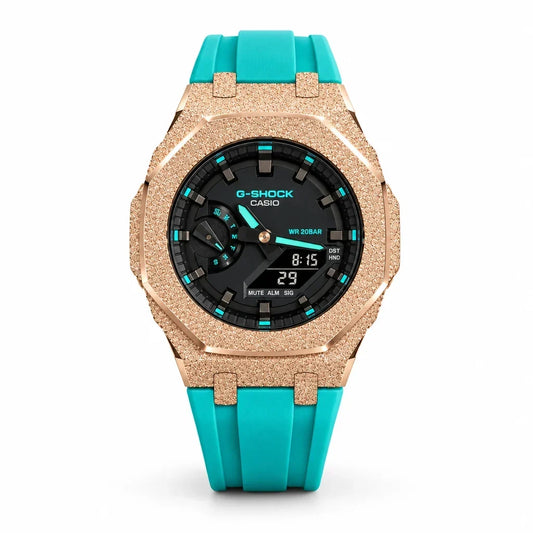Custom Watch – Rose Gold Blue Frosted