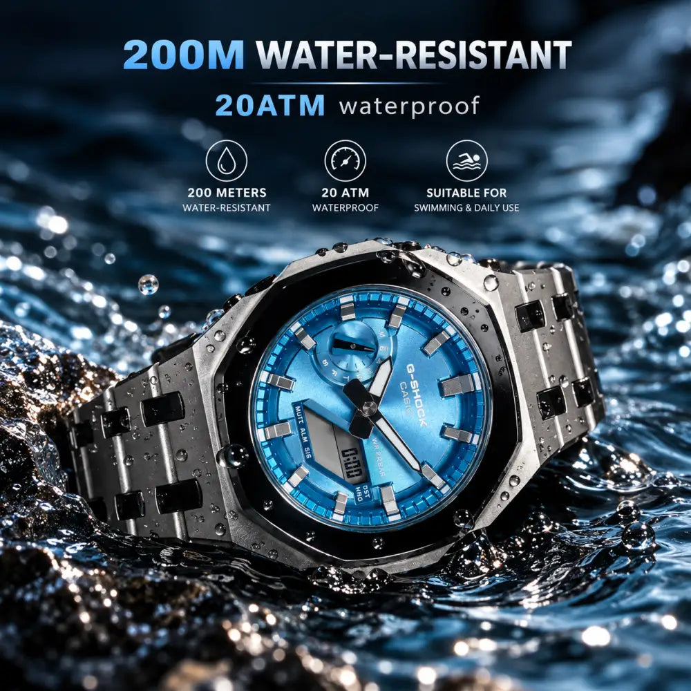 Custom Watch – Silver Blue Mirror Polish