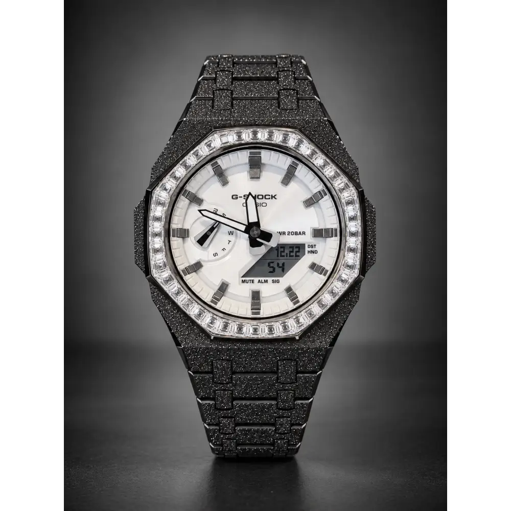 Custom Watch – Silver Frosted Diamond Bezel