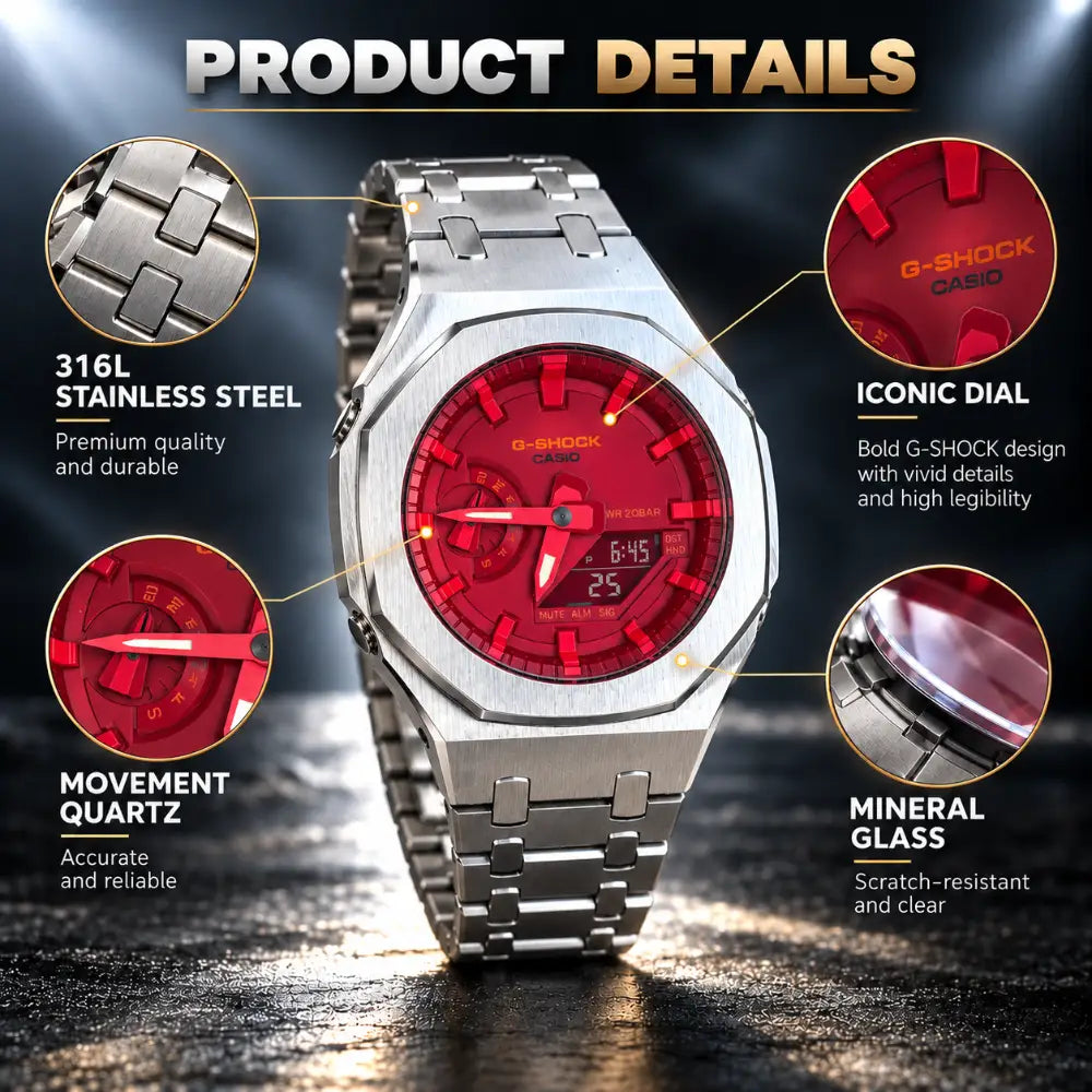 Custom Watch – Silver Red