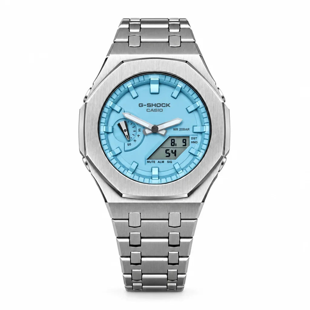 Custom Watch – Silver Sky Blue