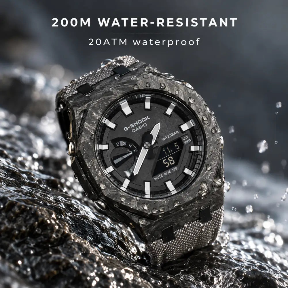 Custom Watch – Silver White Carbon Fiber