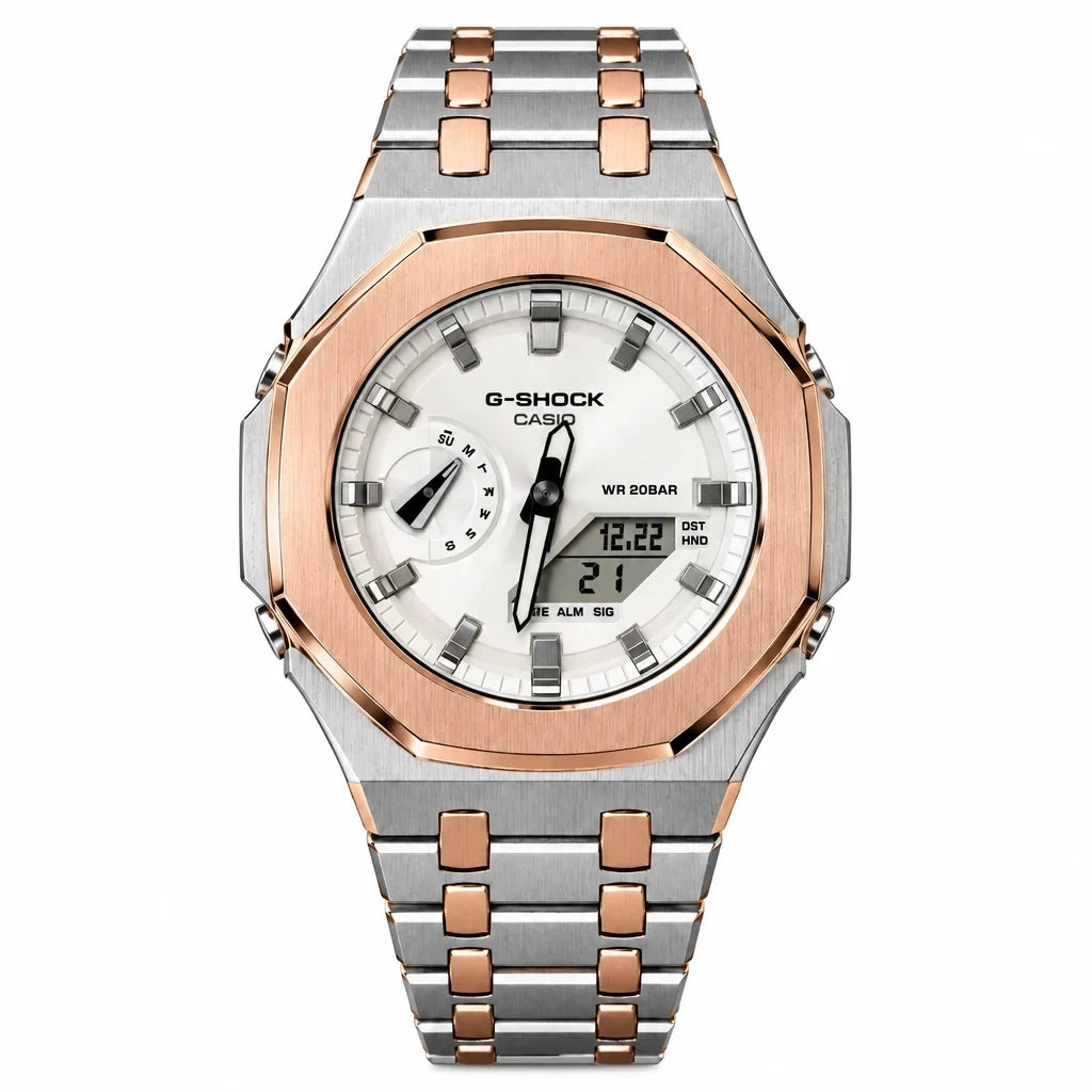 Custom Watch – Silver White Rose Gold