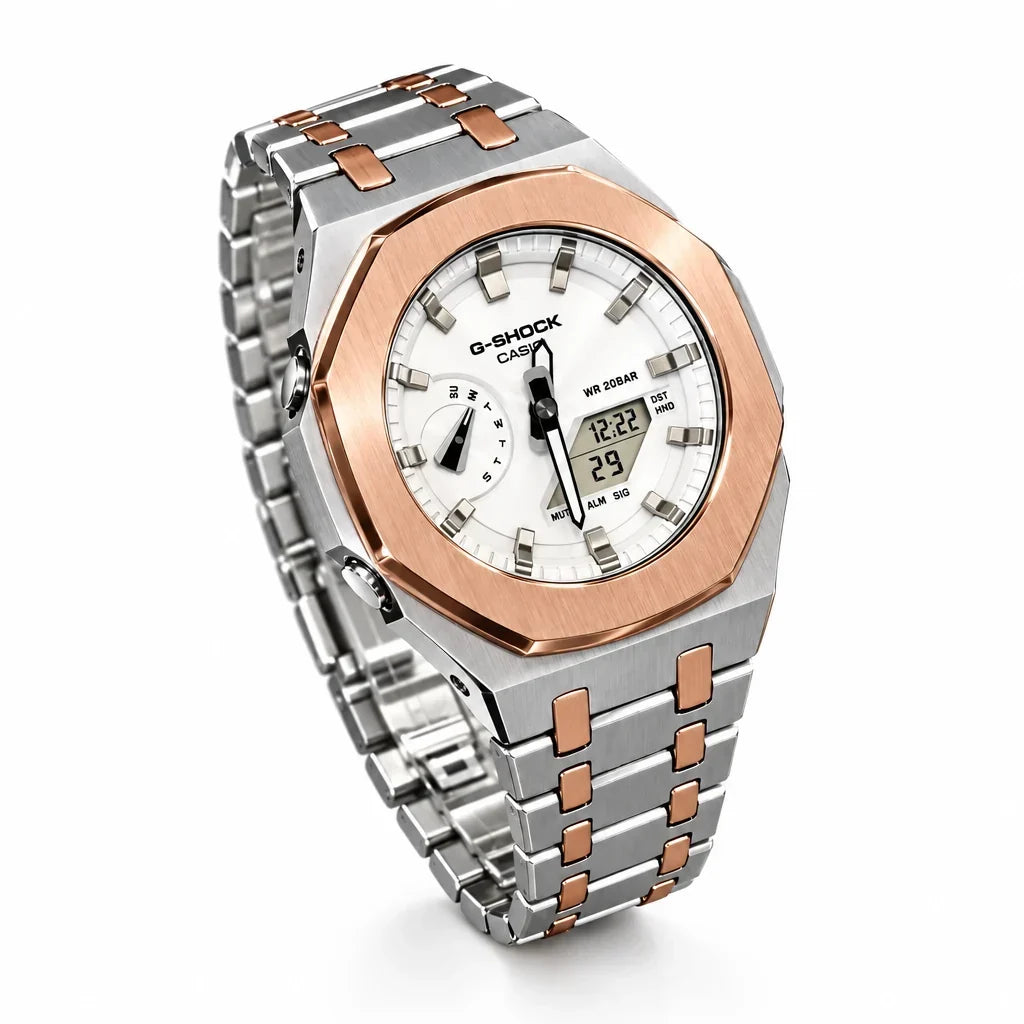 Custom Watch – Silver White Rose Gold