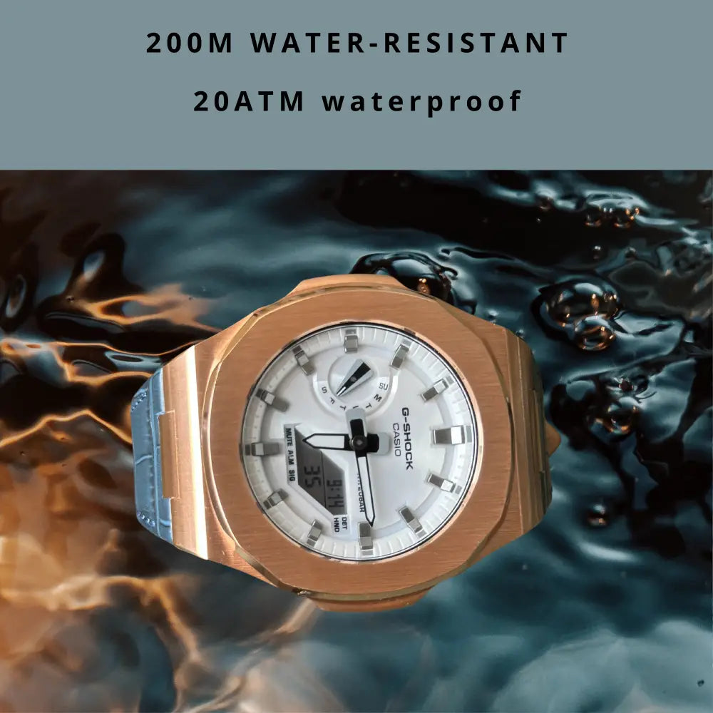 Casionaut Custom Watch – White Blue Alligator Leather - G-Shock GA2100 Mod