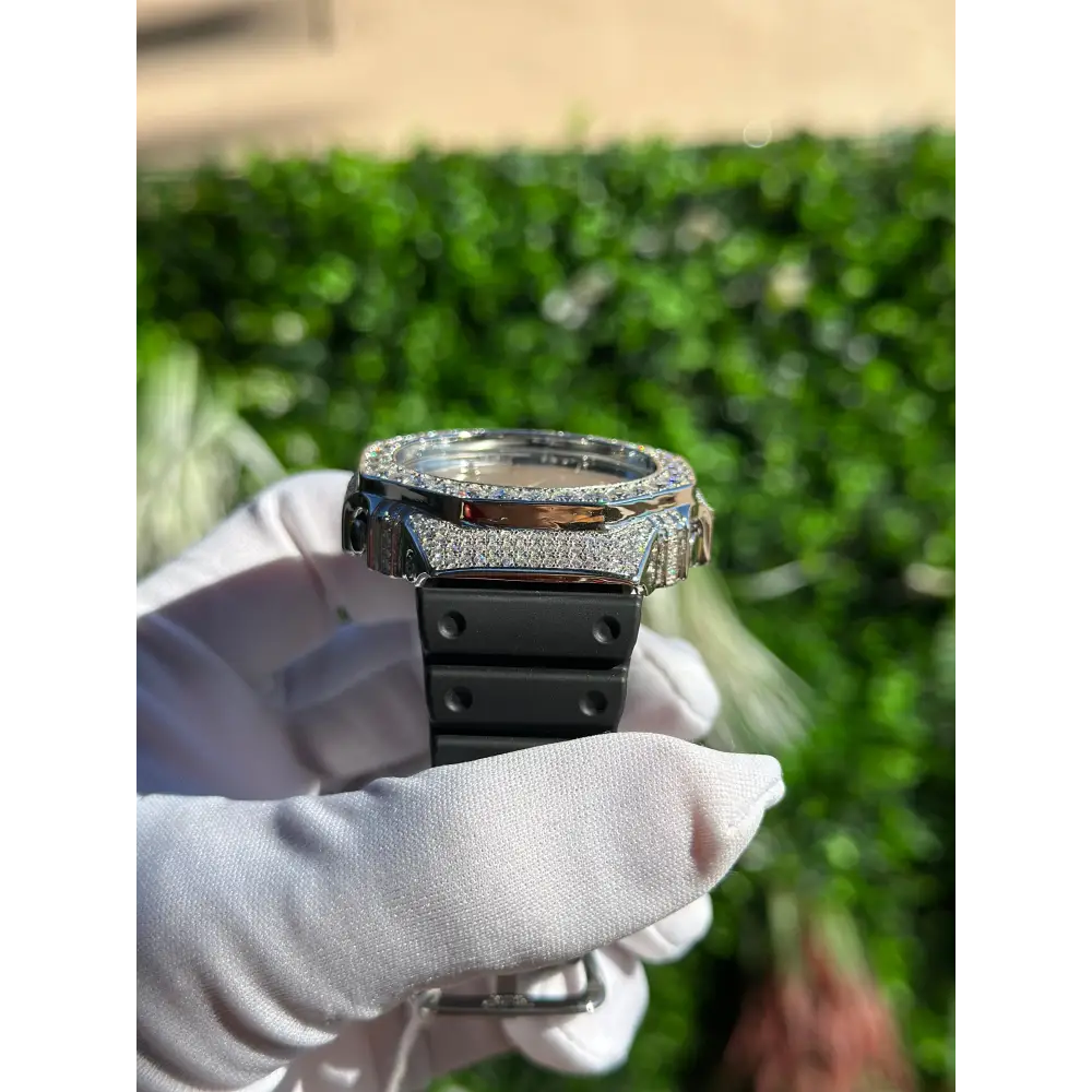 G-Shock Custom Hip Hop Watch – Moissanite 925 Full Silver IcedOut - Luxury GA2100 Mod